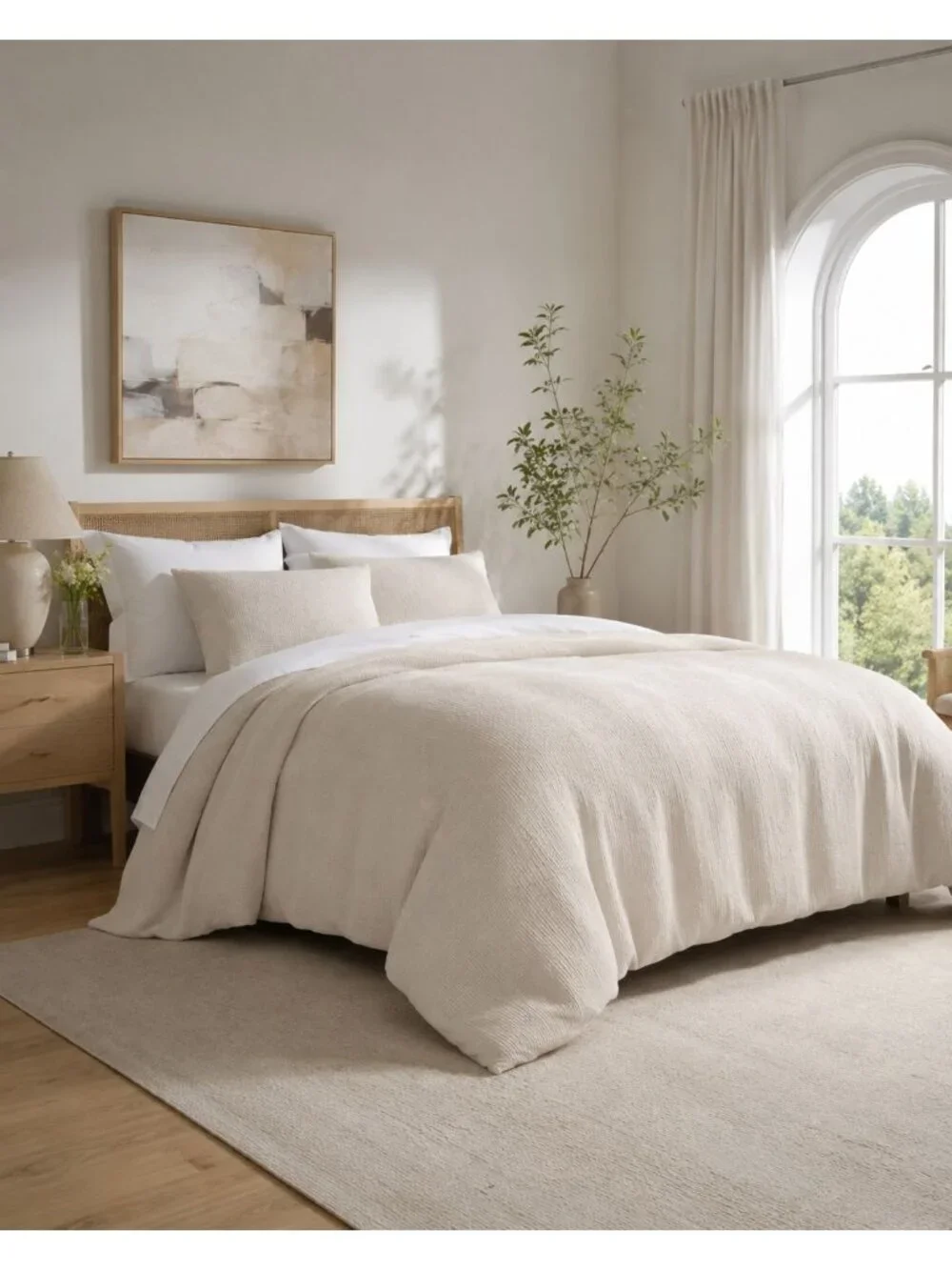 S24 | Quince Organic Luxe Honeycomb Duvet Cover King Cal King Sand NWT - Picture 5 of 11